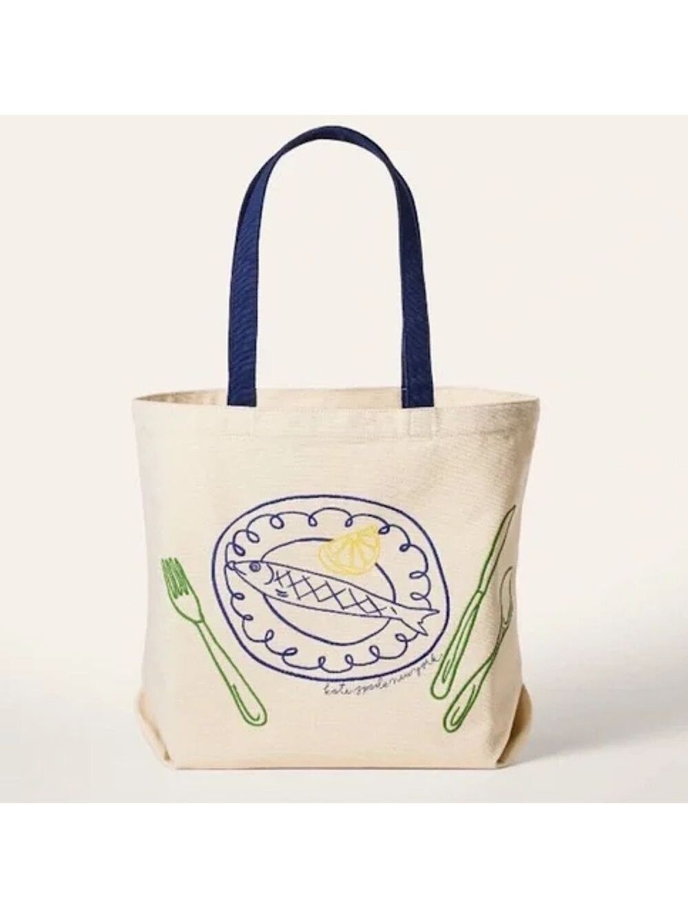 Kate Spade x Target Fish Embroidered Canvas Tote Bag New